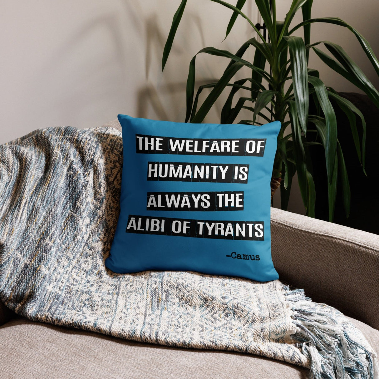 Alibi of Tyrants Camus Throw Pillow