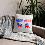 Clowns To The Left Jokers To The Right Throw Pillow