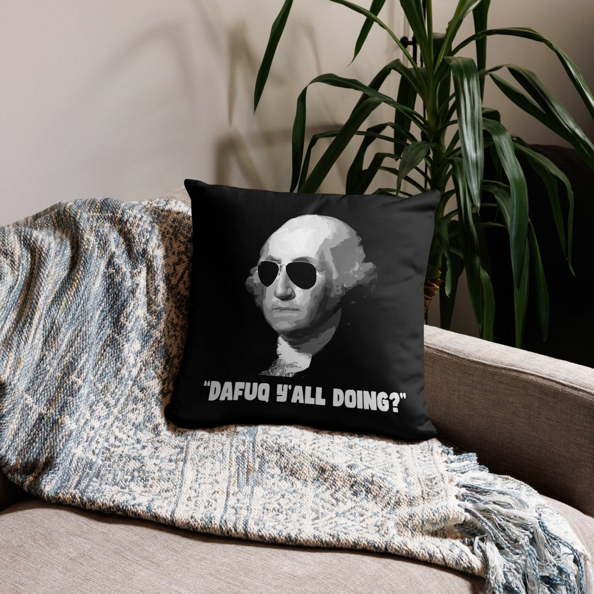 George Washington DAFUQ Throw Pillow