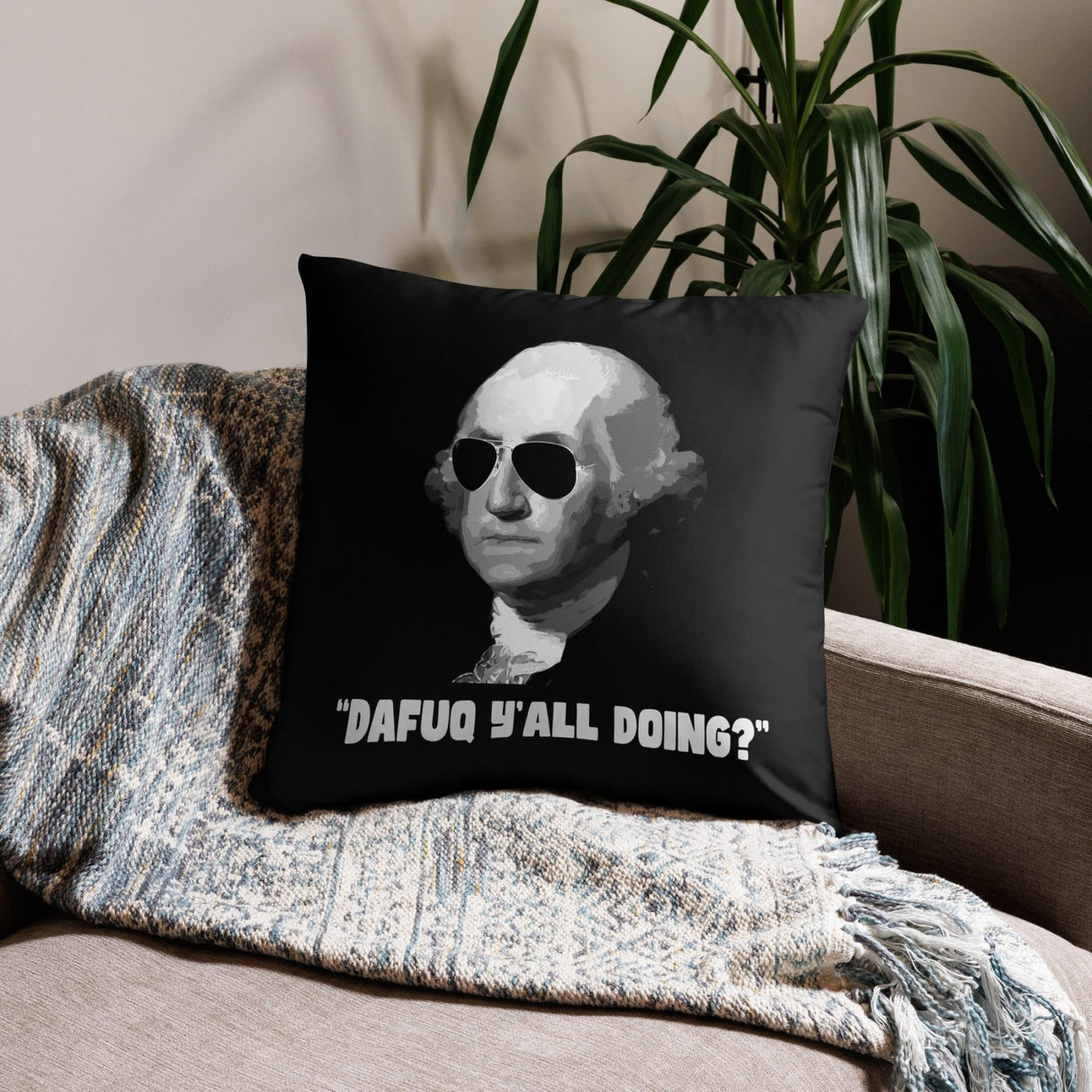 George Washington DAFUQ Throw Pillow