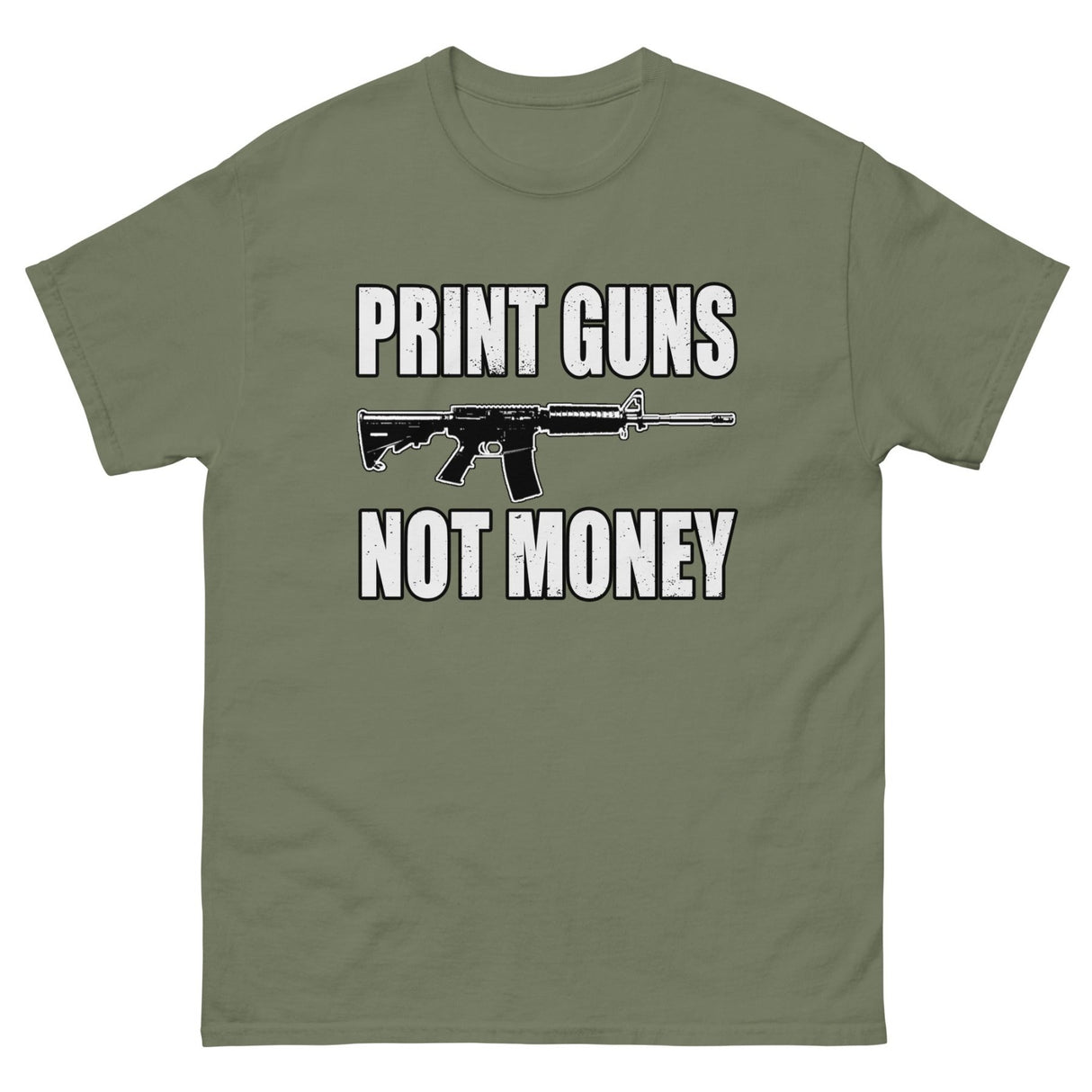 Print Guns Not Money Heavy Cotton Shirt