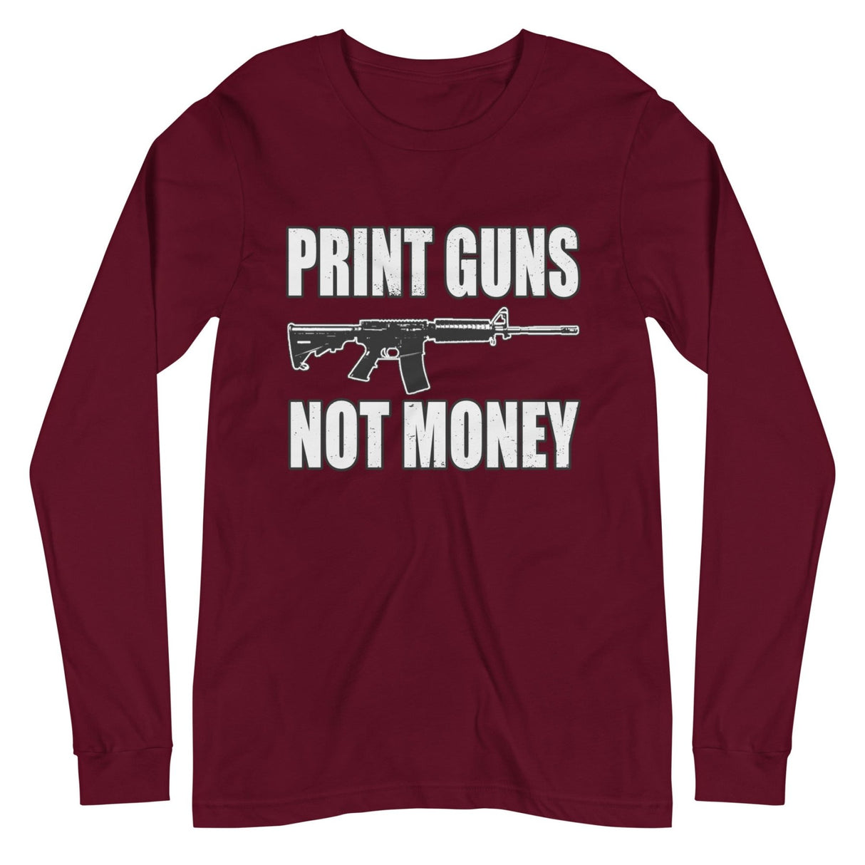 Print Guns Not Money Long Sleeve Shirt