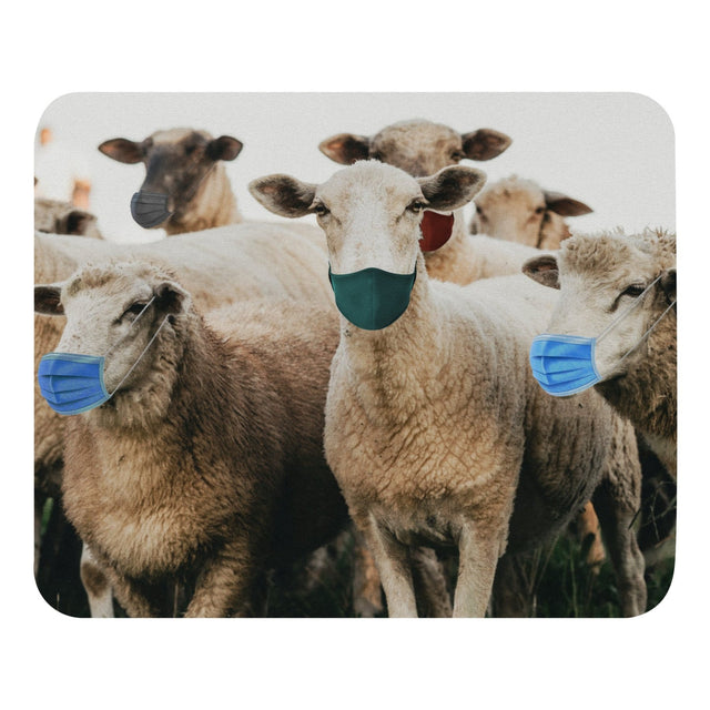 Sheep in Face Masks Mouse Pad