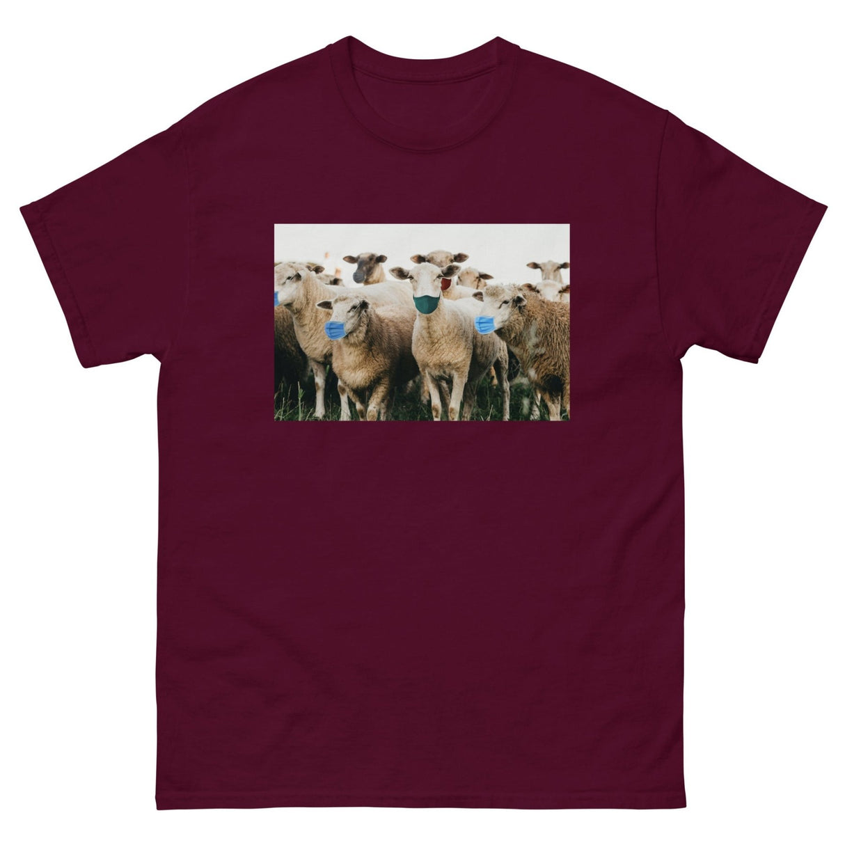 Sheep Wearing Face Masks Heavy Cotton Shirt