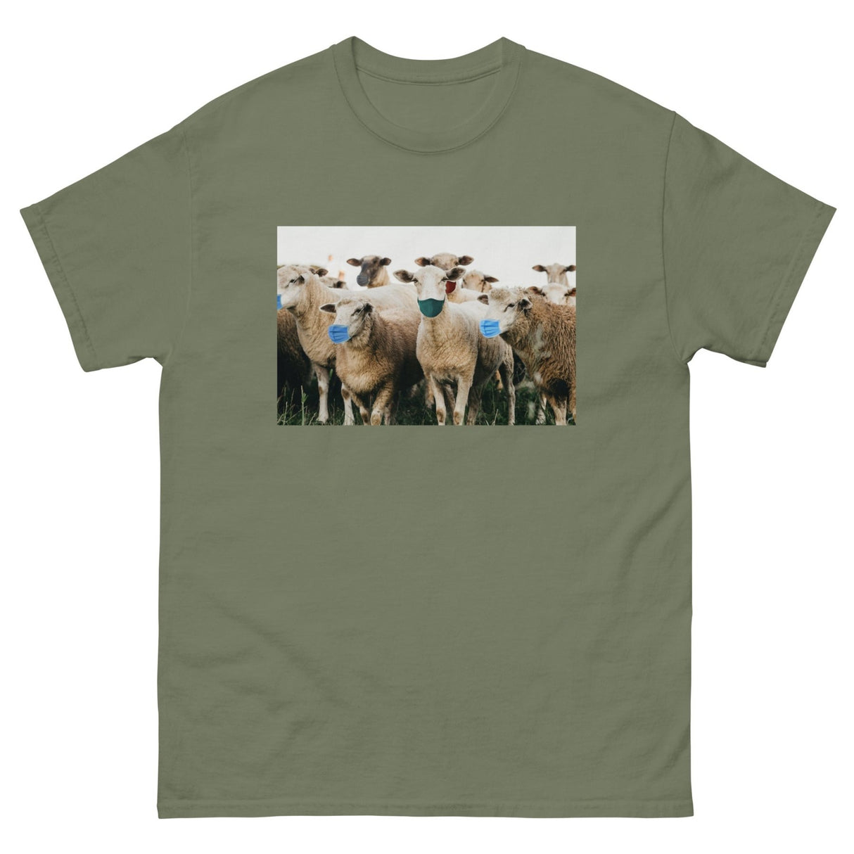 Sheep Wearing Face Masks Heavy Cotton Shirt