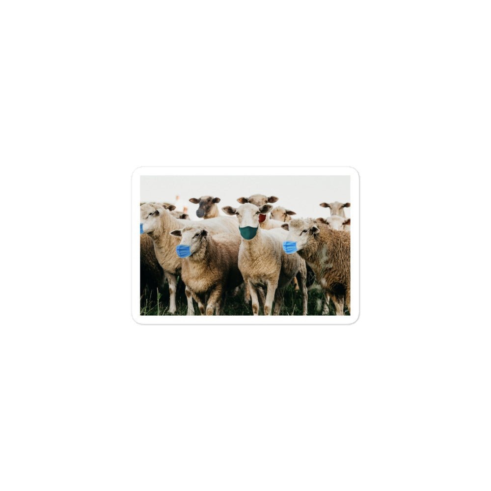 Sheep Wearing Face Masks Sticker