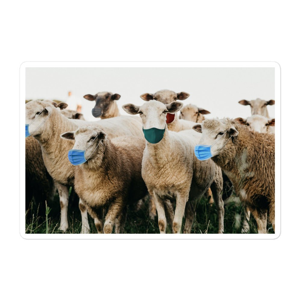 Sheep Wearing Face Masks Sticker